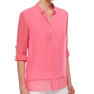 Elie Tahari Crista Long-Sleeve Sheer Blouse